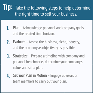 Steps to determine the right time to sell your business