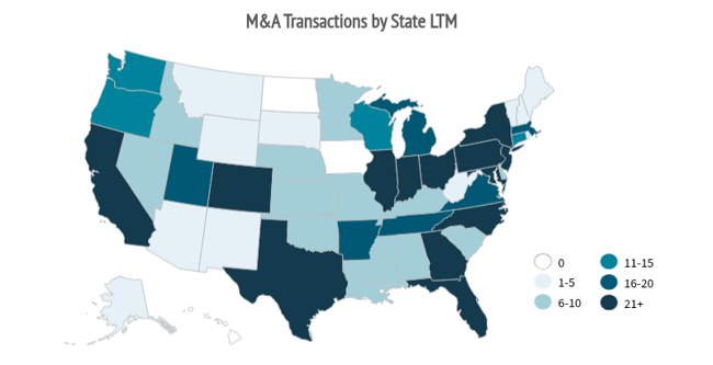 Q2 2026-MA Transactions by State Building Products Construction Industry