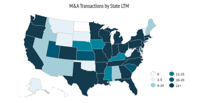 Q2 2026-MA Transactions by State Diversified Industrials Industry