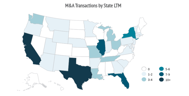 Q2 2026-MA Transactions by State Transportation Logistics Industry
