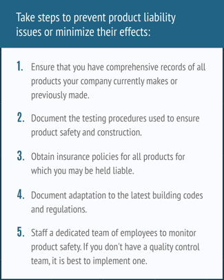 Steps to prevent product liability issues in the building products industry